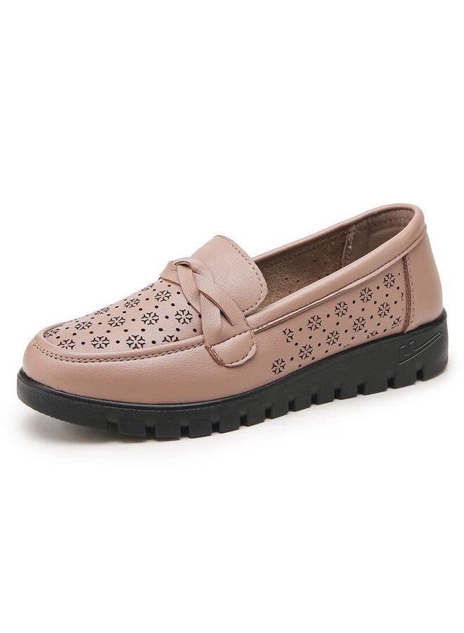 Pull Back Warrior Mom Shoes Middle-aged Summer Sandals Soft Sole Breathable Elderly Women's Leather Comfortable Non-slip 0093 Bean Paste 42 - Image 3