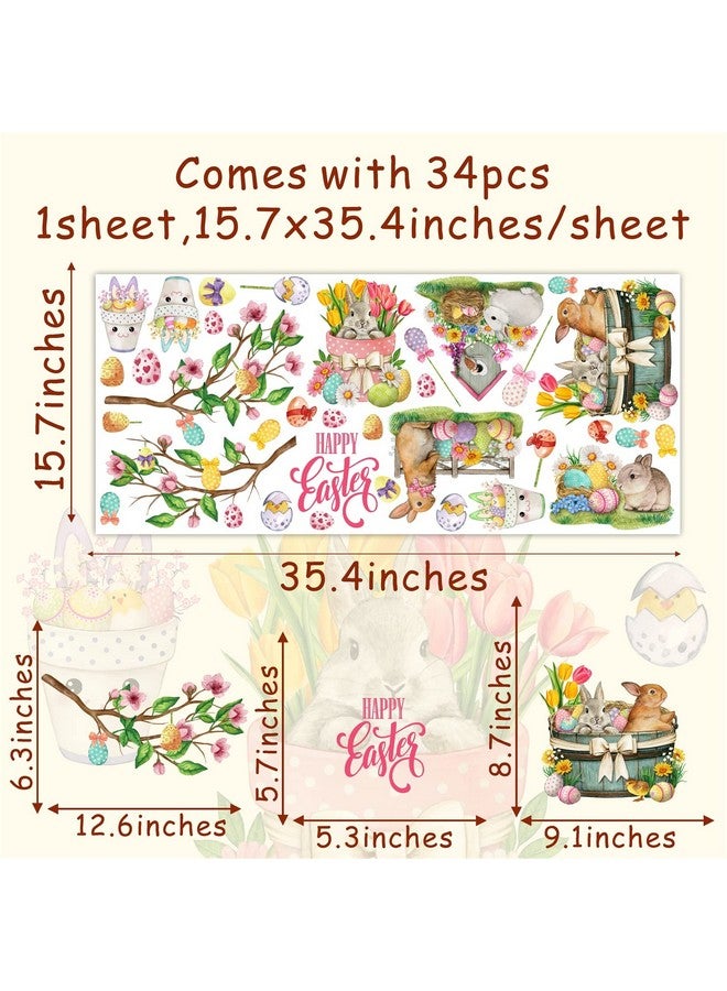 Easma Happy Easter Wall Stickers Bunny Rabbit Wall Decals Peel and Stick Wall Art Decal Easter Egg Wall Decal Spring Flower Tree Branch Window Clings for Kids Room Nursery Living Room Kitchen Decor Gifts - Image 4