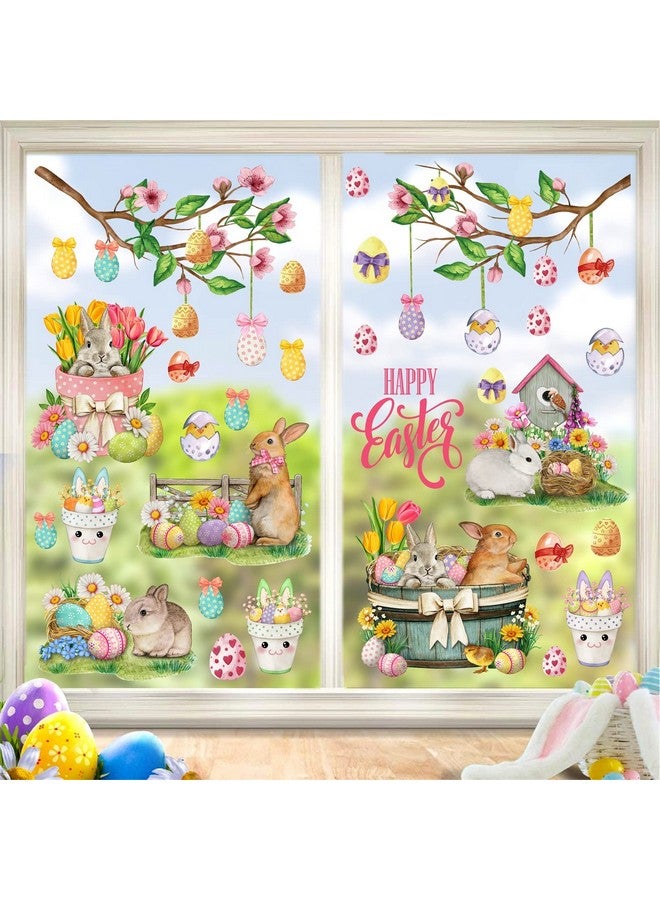 Easma Happy Easter Wall Stickers Bunny Rabbit Wall Decals Peel and Stick Wall Art Decal Easter Egg Wall Decal Spring Flower Tree Branch Window Clings for Kids Room Nursery Living Room Kitchen Decor Gifts - Image 5