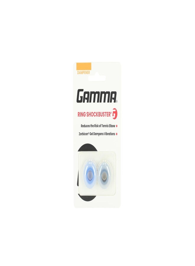 Gamma Shockbuster Ring Tennis Racket Dampener, Easy-to-Install Tennis Dampener with Zorbicon Gel Technology Minimizes Vibration During Prolonged Use, Blue and Black, Pack of 2 - Image 1