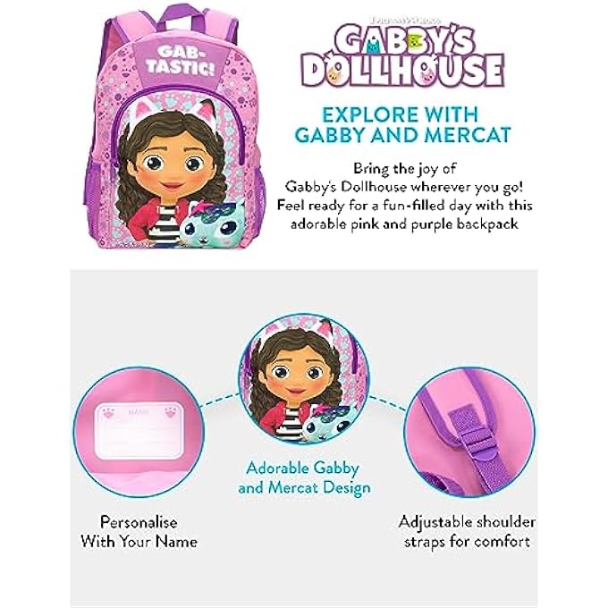 Gabbys Dollhouse Backpack  Backpacks for Children  Gabbys Doll House Bag Pink Onesize - Image 3