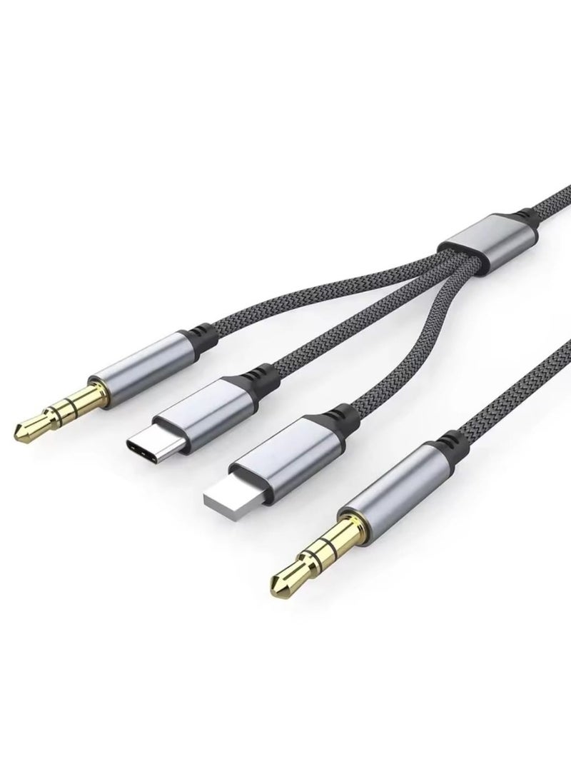 Earldom 3-in-1 AUX Cable – 3.5mm HiFi Headset Audio Cord for Car Stereo, Compatible with Phones, Tablets, PCs, Laptops, MP3 Players, Speakers and Headphones – 1.2M Length - Image 1