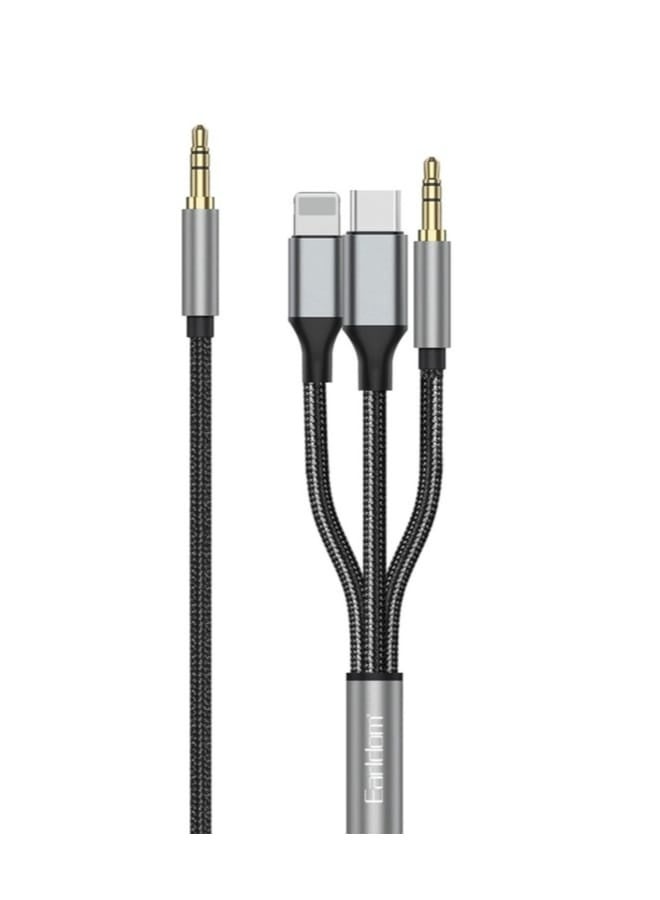 Earldom 3-in-1 AUX Cable – 3.5mm HiFi Headset Audio Cord for Car Stereo, Compatible with Phones, Tablets, PCs, Laptops, MP3 Players, Speakers and Headphones – 1.2M Length - Image 1