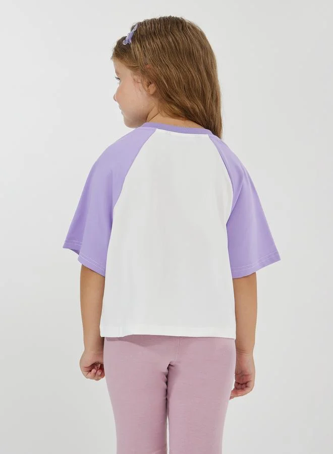 Styli Styli Color Block Raglan Sleeves Oversized Crop T-Shirt