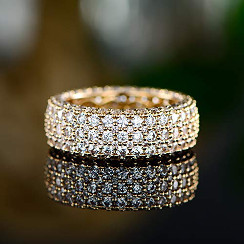 Barzel 18k Gold Plated Wide Wedding Band Cubic Zirconia Eternity Ring for Women (Gold, 7) - Image 4