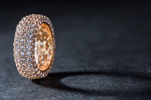 Barzel 18k Gold Plated Wide Wedding Band Cubic Zirconia Eternity Ring for Women (Gold, 7) - Image 5