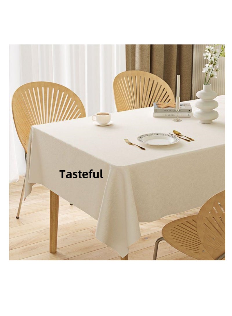 NOVOLAN NOVOLAN Leather Tablecloth 200*140cm, French Pastoral Style, No-Wash Oil-Proof & Waterproof Coffee Table Cloth, Rectangular Dining Table Mat, Easy to Clean, Heat-Resistant (Grey)  - Image 3