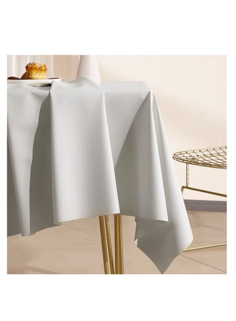 NOVOLAN NOVOLAN Leather Tablecloth 200*140cm, French Pastoral Style, No-Wash Oil-Proof & Waterproof Coffee Table Cloth, Rectangular Dining Table Mat, Easy to Clean, Heat-Resistant (Grey)  - Image 1