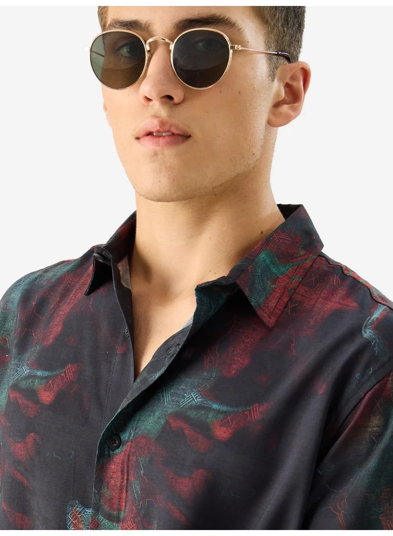 The Souled Store The Souled Store Men Rebel Moon Graphic Print Multicolour Regular Fit Holiday Shirts