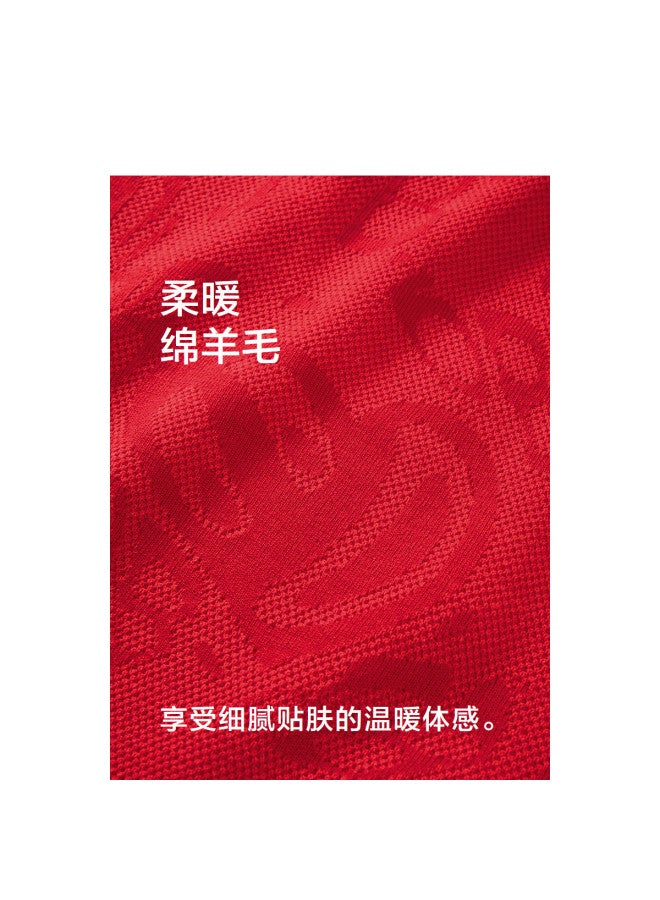 Waxbird Contains Wool] Men's 2025 Chinese New Year Edition Color-blocking Embroidered Subtle Pattern Textured Knit Sweater Men's Sweater - Image 4