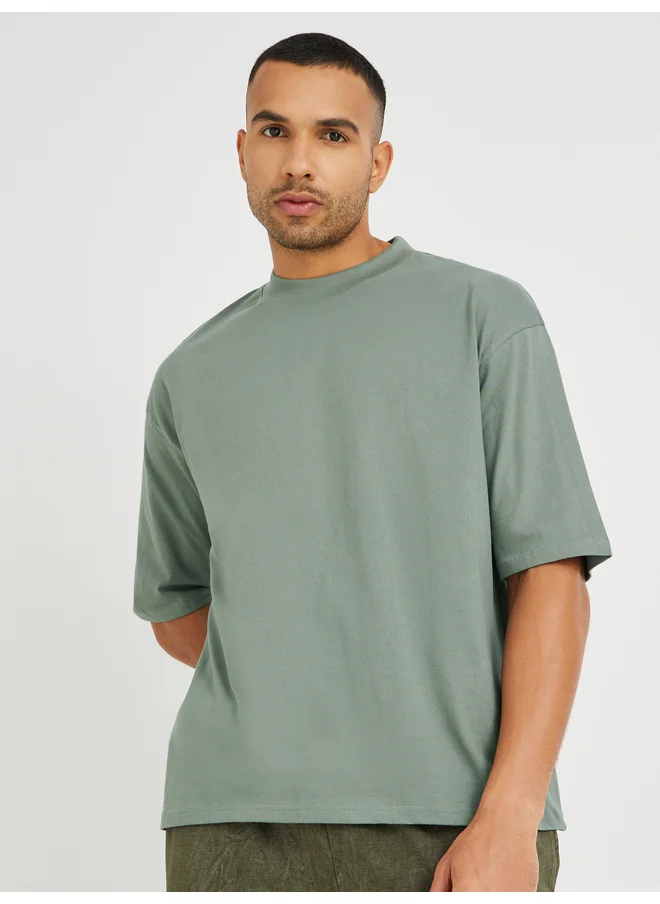ستايلي Styli Solid Oversized Crew Neck T-Shirt