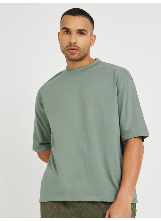 Styli Styli Solid Oversized Crew Neck T-Shirt  - Image 1
