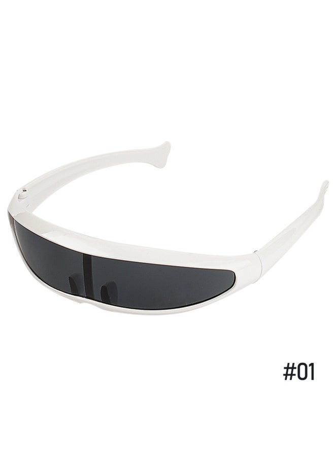 Generic - New Futuristic Narrow Cyclops Sunglasses Laser Eyeglasses UV400 Personality Mirrored Lens Costume Eyewear Men Gafas De Sol-Lenses Color:White-Grey-Frame Color:As shown in the figu - Image 1