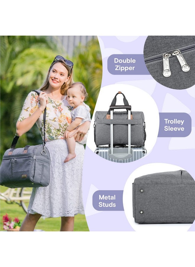 RUVALINO Diaper Bag Tote, Hospital Bags For Labor And Delivery, Multifunction Large Travel Weekender Overnight Bag For Mom And Dad, Convertible Baby Bag For Boy And Girls Gray  - Image 4