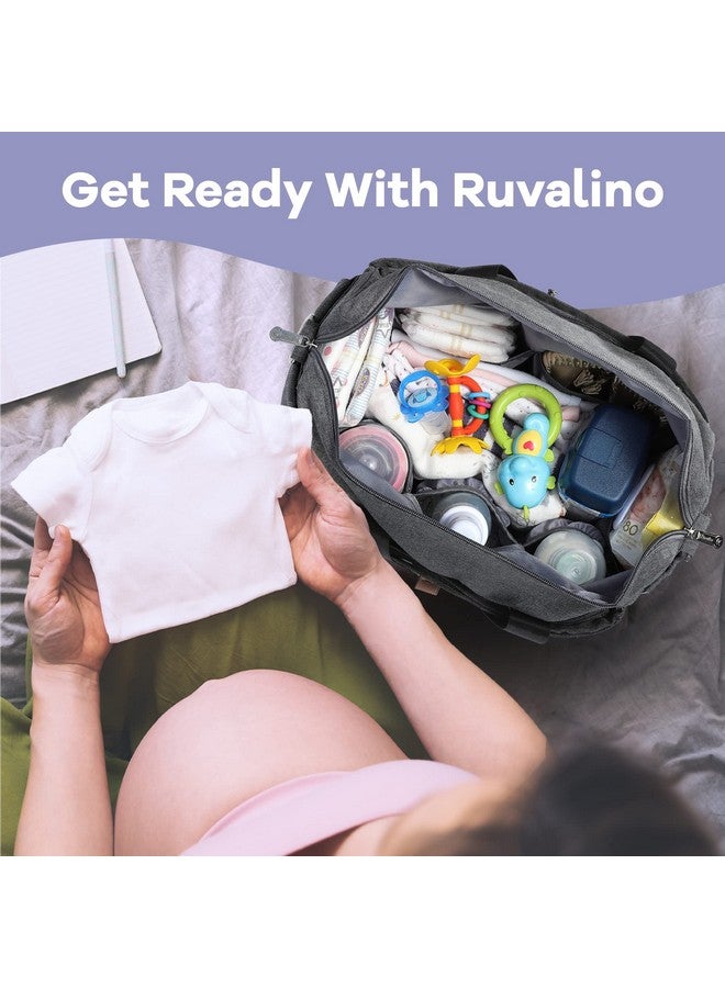 RUVALINO Diaper Bag Tote, Hospital Bags For Labor And Delivery, Multifunction Large Travel Weekender Overnight Bag For Mom And Dad, Convertible Baby Bag For Boy And Girls Gray  - Image 5