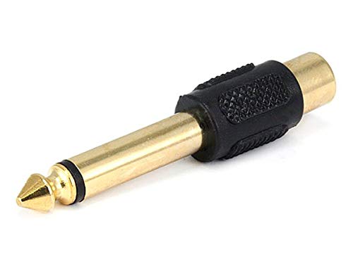 Monoprice 1/4in (6.35mm) TS Mono Plug to RCA Jack Adapter - Gold Plated, Black - Image 5