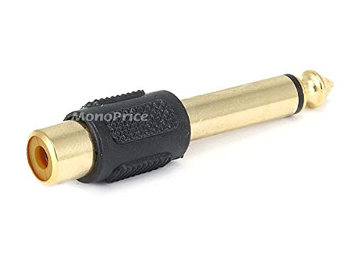 Monoprice 1/4in (6.35mm) TS Mono Plug to RCA Jack Adapter - Gold Plated, Black - Image 2