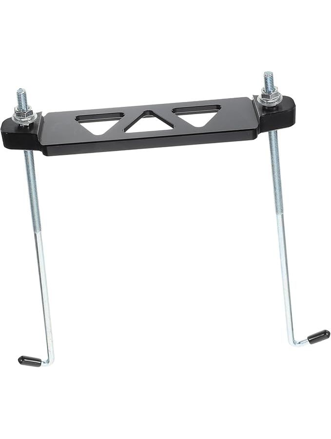 Aluminum Alloy Car Battery Holder Mount Secure Tie Down Bracket Black - Image 1
