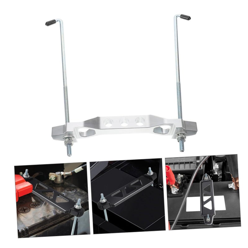 Aluminum Alloy Car Battery Holder Mount Secure Tie Down Bracket Black - Image 5