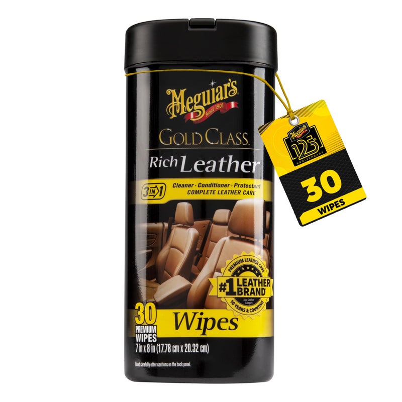 Meguiar's مناديل ميغوايرز جولد كلاس للجلد الغني - 25 مناديل تنظيف وتكييف فاخرة - Image 3