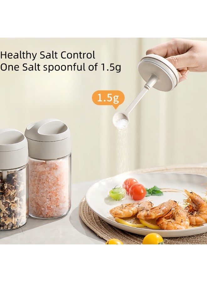 Brinaoki 250ML 2-in-1 spoonful lid integrated seasoning jar, spice jar, salt and monosodium glutamate separate bottles, food-grade insect and moisture-proof seasoning jar - Image 2