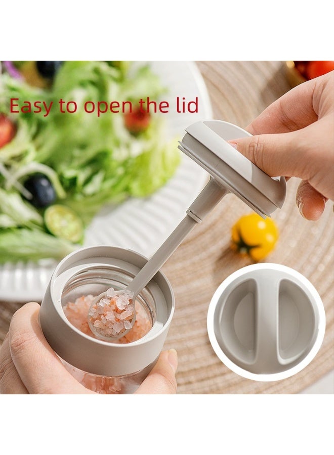 Brinaoki 250ML 2-in-1 spoonful lid integrated seasoning jar, spice jar, salt and monosodium glutamate separate bottles, food-grade insect and moisture-proof seasoning jar - Image 3