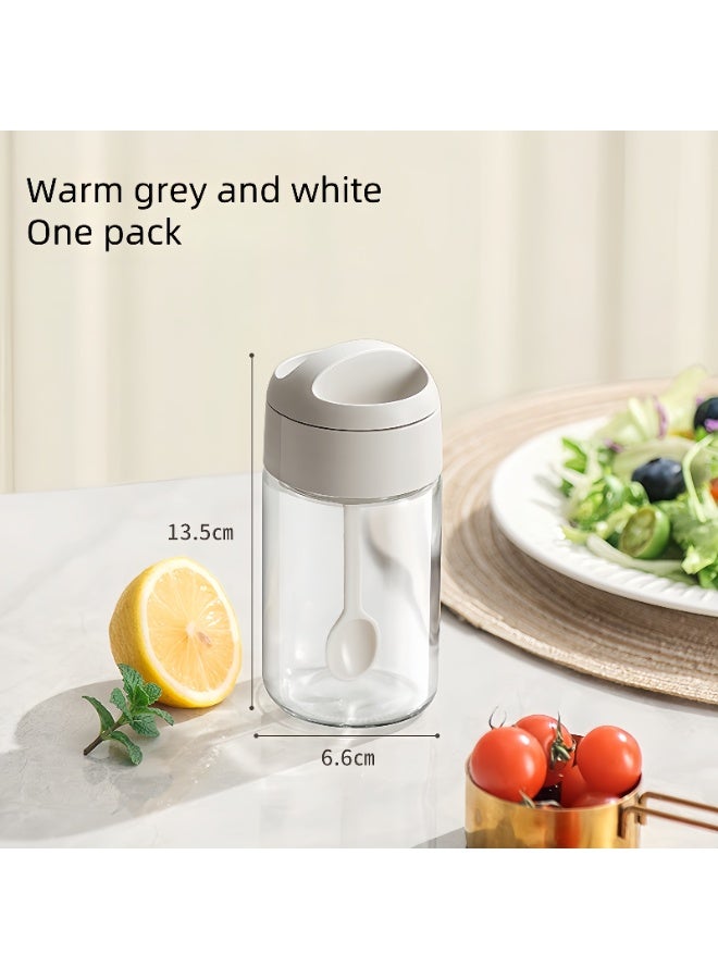 Brinaoki 250ML 2-in-1 spoonful lid integrated seasoning jar, spice jar, salt and monosodium glutamate separate bottles, food-grade insect and moisture-proof seasoning jar - Image 5