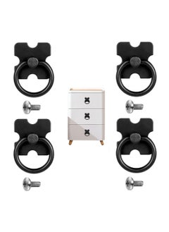 Y&D Drawer Handles and Ring Pull, 4 Pcs Decorative Furniture Door Pull with Screws for Cabinet Wardrobe Cupboard Dresser, Black  - Image 1