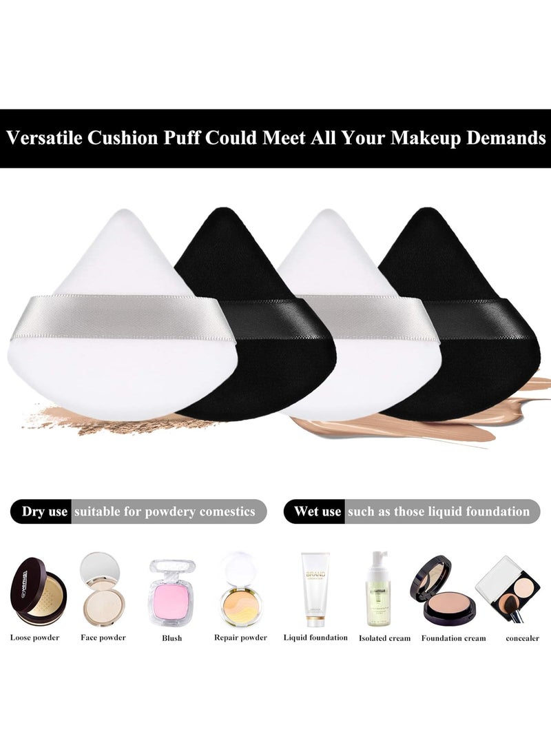 12-Piece Triangle Makeup Puff Set - Soft, Reusable Foundation Sponge for Loose Powder, Wet/Dry Use (Black, Small) - Image 2
