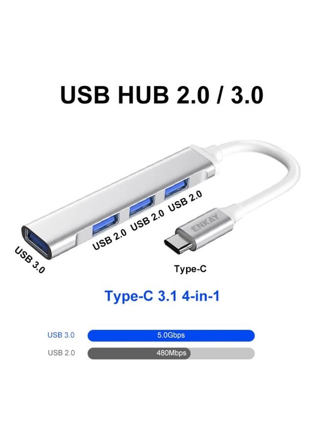 BURAQ ENKAY Hat-Prince ENK-AT114 4 Ports USB 3.0 Splitter Multi-Ports Expansion HUB Extender Connector Adapter, Interface:Type-C  - Image 2