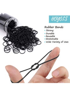 HOYOLS HOYOLS 3/4” Inches Black Hair Rubber Bands for Hair Ties Small Elastics Bands Large Hair Braiding Ponytail Holders for Baby Toddler Girls Kids Thick Hair Mini Bands No Damage 600pcs (M) Latex-Free  - Image 2