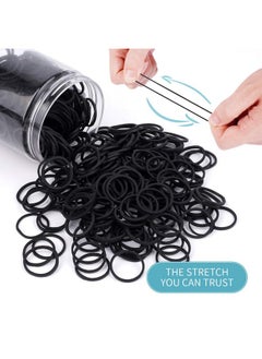 HOYOLS HOYOLS 3/4” Inches Black Hair Rubber Bands for Hair Ties Small Elastics Bands Large Hair Braiding Ponytail Holders for Baby Toddler Girls Kids Thick Hair Mini Bands No Damage 600pcs (M) Latex-Free  - Image 3