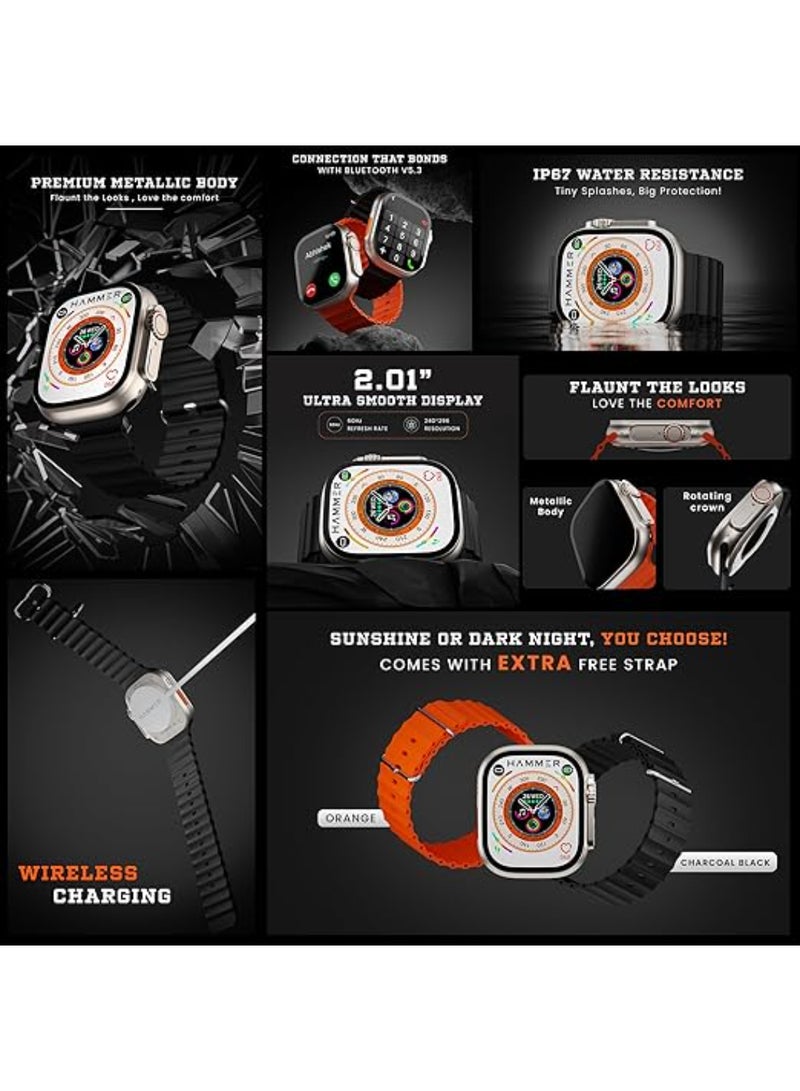 Hammer Renewed - Ultra Classic 2.01" Always On Display, Bluetooth Calling Smart Watch -Black - Image 2