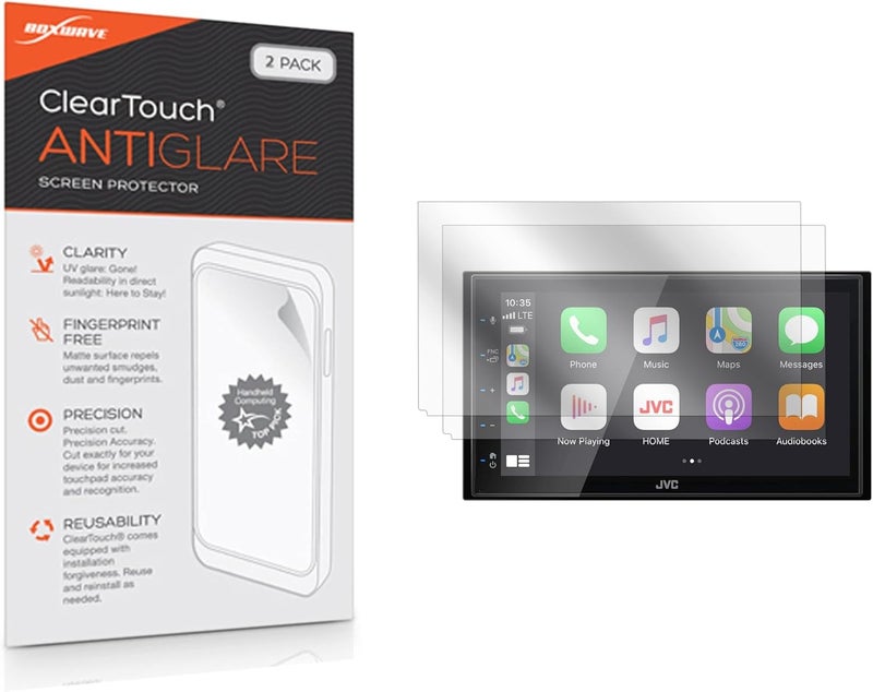 BoxWave Screen Protector Compatible with JVC KW-M56BT - ClearTouch Anti-Glare (2-Pack), Anti-Fingerprint Matte Film Skin for JVC KW-M56BT, JVC KW-M56BT, KW-M560BT, KW-M150BT - Image 1