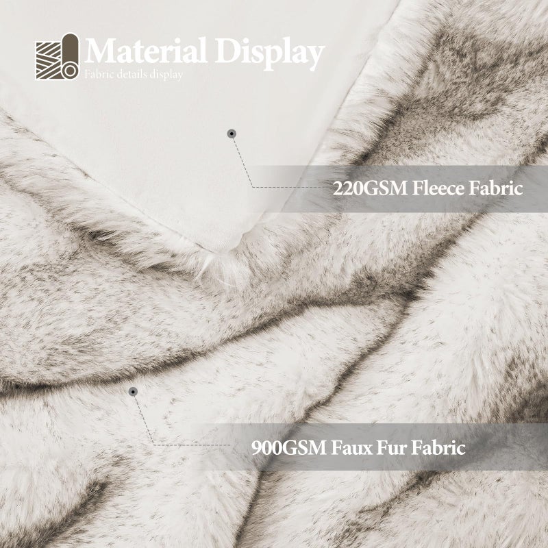Touchat 1000GSM Faux Fur Throw Blanket, Super Thick Warm Cozy Heavy Blankets for Couch Bed Sofa, Plush Fuzzy Elegant Winter Reversible Mink Blanket for Living Room Bedroom 50''x60'', WhiteBrown - Image 3