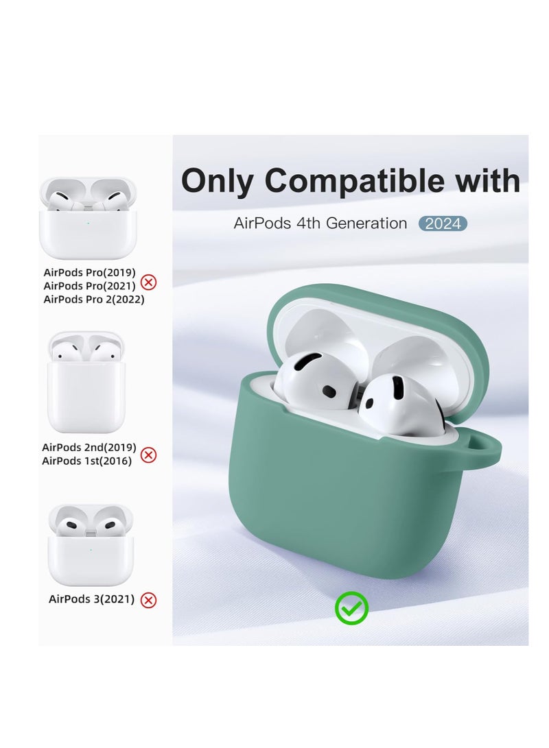 Compatible for AirPods 4th Generation Case 2024- Full Body Protective Shock-Resistant Silicone Case Cover Compatible with Apple AirPod 4 Case, Front LED Visible, With Carabiner - Image 3