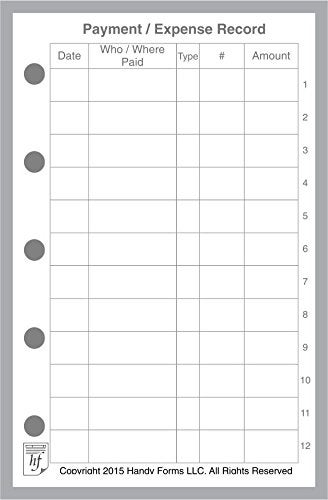 Handy Forms Mini Size Payment/Expense Record and Check Register, Sized and Punched for Filofax Mini Notebook (2.75" x 4.25") - Image 3