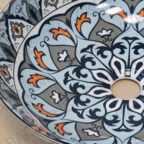 B Backline Ceramic Moroccan Basin | Tabletop Wash basin | Countertop Bathroom Sink | Wash Basin over counter | Art Basins For Bathroom & Livingroom 40 X 40 X 12.5 Cm - Image 5