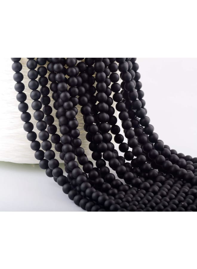 خرز الحجر الطبيعي 100 قطعة 8 مم أسود غير لامع عقيق عقيق مملة طلاء مستدير من الحجر الحقيقي أحجار كريمة فضفاضة خرز ناعم DIY لسوار وقلادة وأقراط صناعة المجوهرات (عقيق أسود غير لامع، 8 مم)