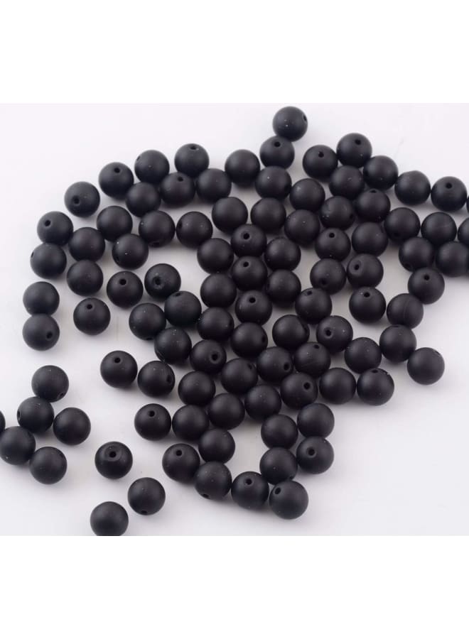 خرز الحجر الطبيعي 100 قطعة 8 مم أسود غير لامع عقيق عقيق مملة طلاء مستدير من الحجر الحقيقي أحجار كريمة فضفاضة خرز ناعم DIY لسوار وقلادة وأقراط صناعة المجوهرات (عقيق أسود غير لامع، 8 مم)