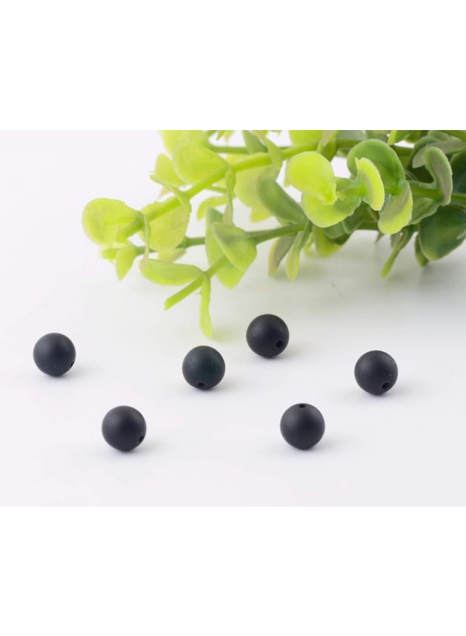 خرز الحجر الطبيعي 100 قطعة 8 مم أسود غير لامع عقيق عقيق مملة طلاء مستدير من الحجر الحقيقي أحجار كريمة فضفاضة خرز ناعم DIY لسوار وقلادة وأقراط صناعة المجوهرات (عقيق أسود غير لامع، 8 مم)