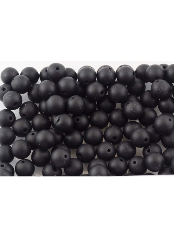 خرز الحجر الطبيعي 100 قطعة 8 مم أسود غير لامع عقيق عقيق مملة طلاء مستدير من الحجر الحقيقي أحجار كريمة فضفاضة خرز ناعم DIY لسوار وقلادة وأقراط صناعة المجوهرات (عقيق أسود غير لامع، 8 مم)