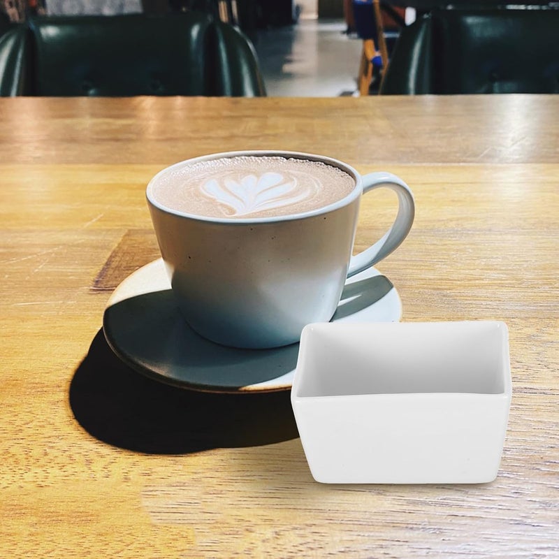 2pcs White Ceramic Sugar Bowls 170ml Rectangular Candy Containers Farmhouse Kitchen Canisters for Sugar Storage and Sauce Serving - Image 5