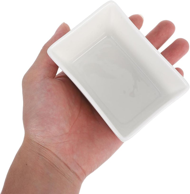 2pcs White Ceramic Sugar Bowls 170ml Rectangular Candy Containers Farmhouse Kitchen Canisters for Sugar Storage and Sauce Serving - Image 4