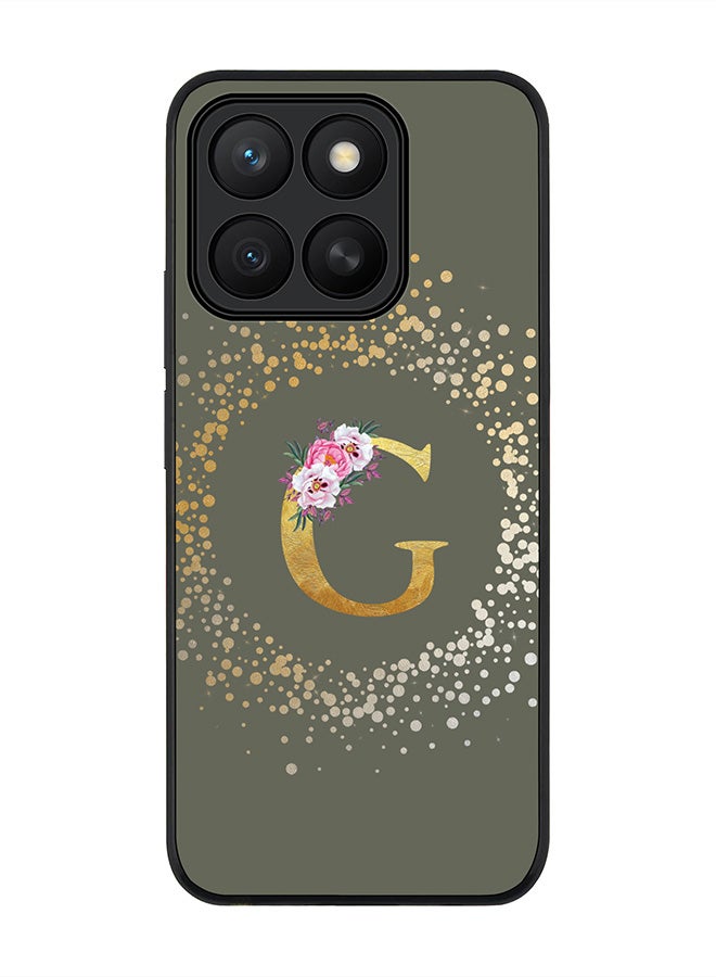 Stylizedd For Honor X8c Case,Slim fit Camera Protection, Shockproof Thin Phone cover  - Custom Monogram Floral - G  (Olive Green )