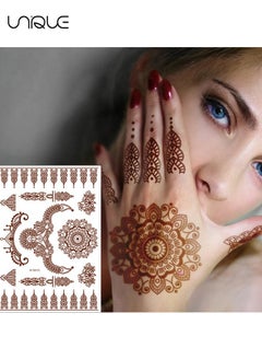 Unique 8 Sheets Temporary Tattoo Stickers Red Brown Fake Tattoo Lace Floral Temporary Waterproof Body Art Long Lasting Stickers Beach Festivals Wedding Party Decorations  - Image 4