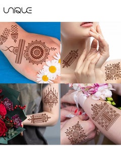 Unique 8 Sheets Temporary Tattoo Stickers Red Brown Fake Tattoo Lace Floral Temporary Waterproof Body Art Long Lasting Stickers Beach Festivals Wedding Party Decorations  - Image 5