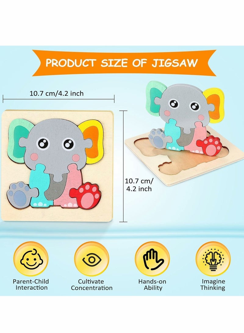 NIBEMINENT Wooden Puzzles for Toddler 1-3 Years Old Wood Jigsaw Boys Montessori Games and Educational Toys Kids Present (6Pack Animal) - Image 4