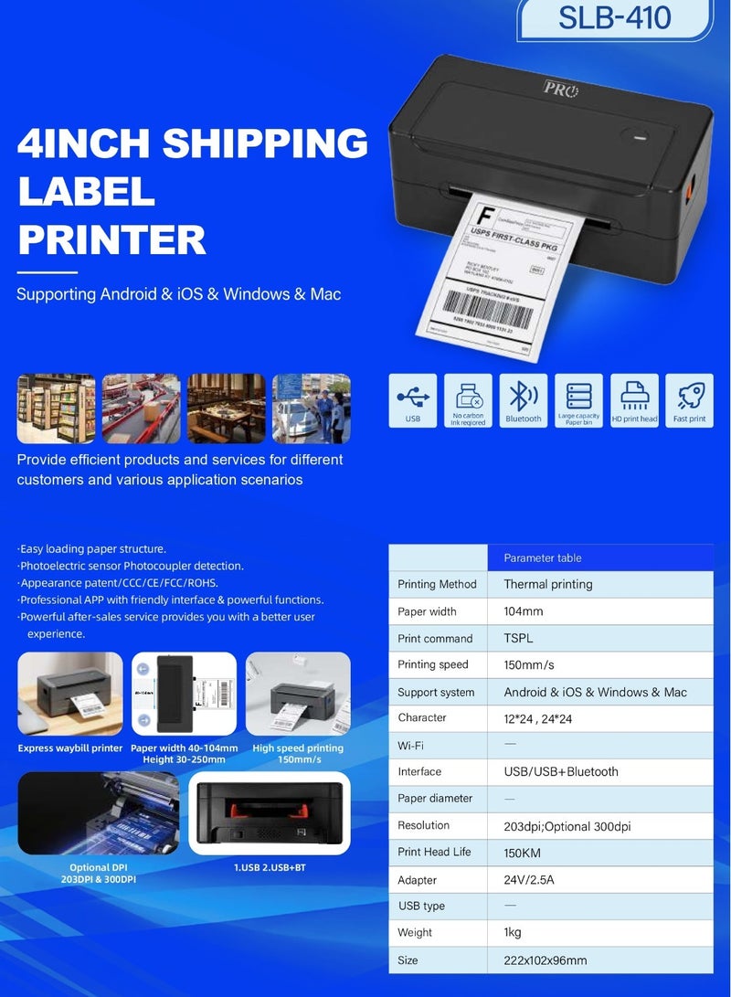 PRO Bluetooth Shipping Label Printer for Packages - 4x6 Thermal Label Printer for Small Business - Barcode Label Printer for Phone&PAD&PC - Image 2