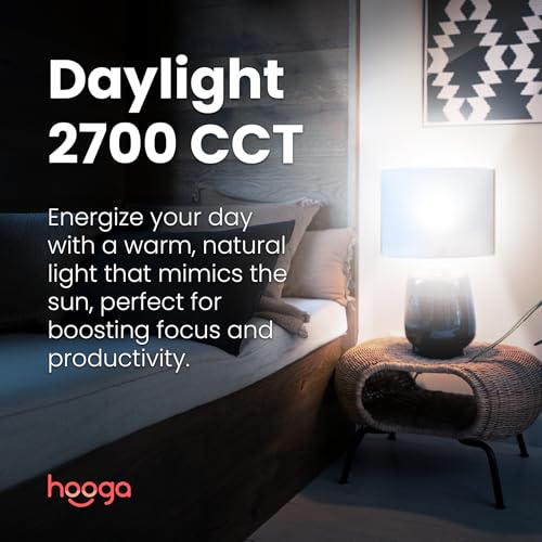 hooga Circadian Rhythm Full Spectrum LED Light Bulb - 2700K, 2100K, 1400K, Flicker-Free, Blue Light Free Night Mode, 7W Energy Efficient Warm White for Sleep, Relaxation & Focus - 2 Pack - Image 5